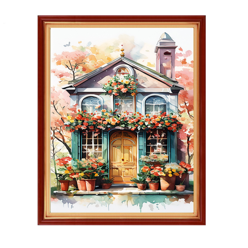 Σετ κεντήματος με σταυρούς – Τοπίο μοτίβο σε βαμβακερό ύφασμα 11CT, κέντημα με σταυροβελονιά, μοντέρνο μινιμαλιστικό στυλ