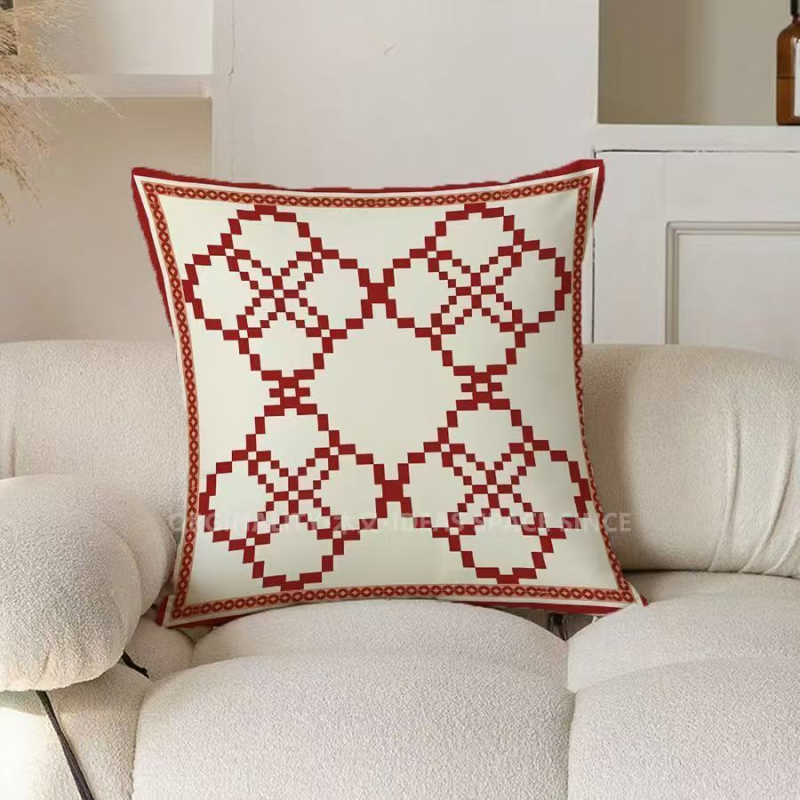 Husă de pernă din material pluș cu imprimare digitală a motivelor plante și flori, stil chinezesc nou, personalizabil