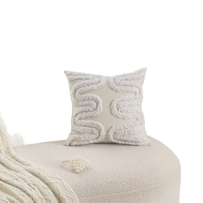 Husă de pernă cu broderie geometrică, poliester-cotton, stil nordic