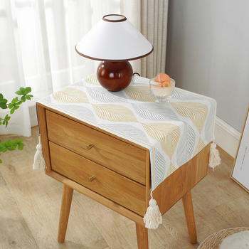 Juncong полиестерно влакно — мултифункционално покривало против прах за мебели и електроуреди; жакардова тъкан боядисана на прежди, модерен стил; за нощно шкафче, комод, микровълнова, хладилник, пералня; за дневна, спалня, кабинет, детска стая