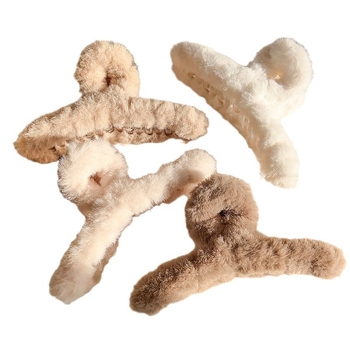 Χειροποίητο κλιπ μαλλιών για παιδιά με τεχνητή γούνα κουνελιού – κλιπ σύσφιξης, πλαστικό/ρητίνη, χαριτωμένο σχέδιο