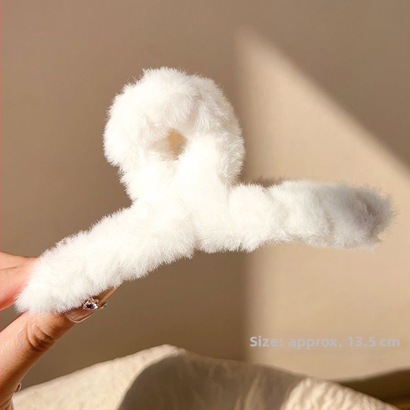 Χειροποίητο κλιπ μαλλιών για παιδιά με τεχνητή γούνα κουνελιού – κλιπ σύσφιξης, πλαστικό/ρητίνη, χαριτωμένο σχέδιο