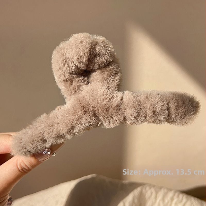 Χειροποίητο κλιπ μαλλιών για παιδιά με τεχνητή γούνα κουνελιού – κλιπ σύσφιξης, πλαστικό/ρητίνη, χαριτωμένο σχέδιο