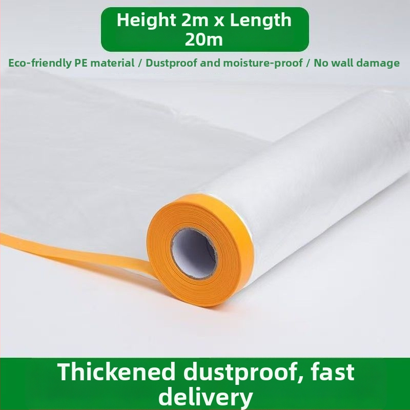 Еднократна прахоустойчива филмова защита за мебели за дневна стая – полиетиленова покривна обвивка за диван, нощно шкафче и шкаф – прост и модерен стил