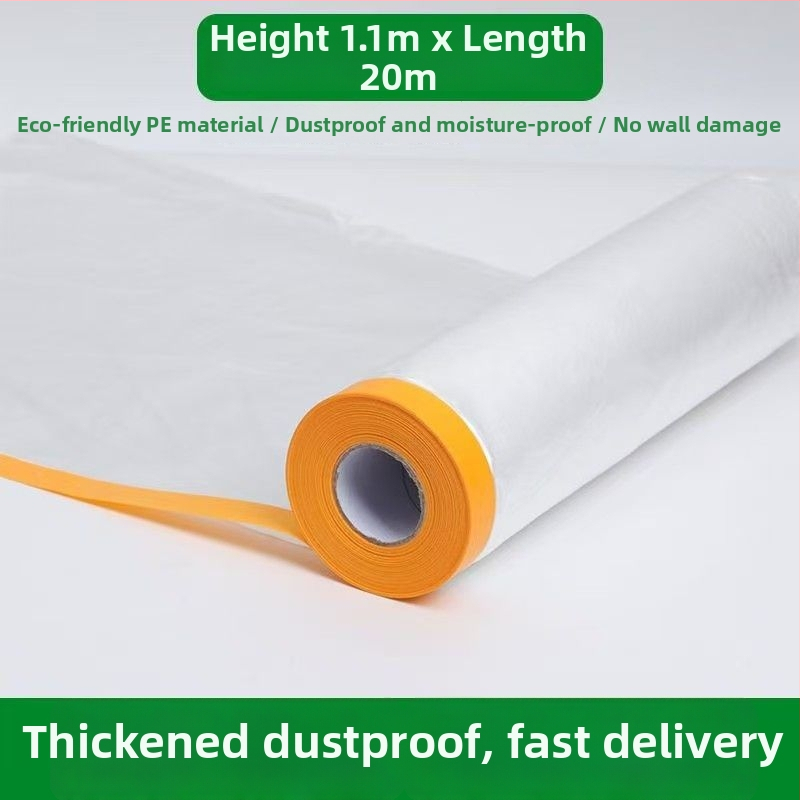 Еднократна прахоустойчива филмова защита за мебели за дневна стая – полиетиленова покривна обвивка за диван, нощно шкафче и шкаф – прост и модерен стил