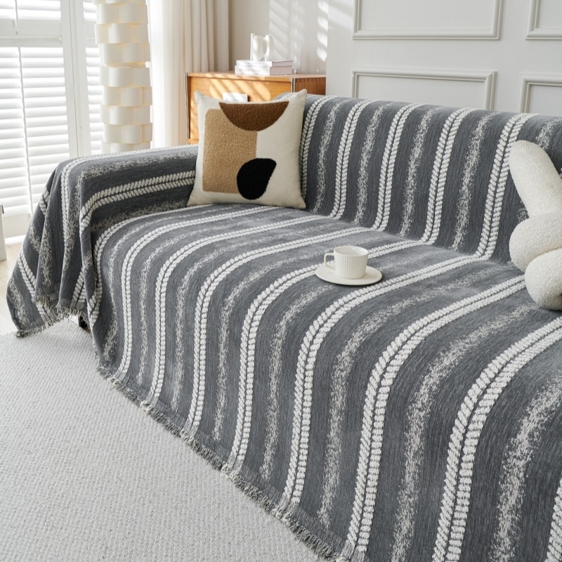 Moderna minimalistička Chenille Jacquard navlaka za trosjedni kauč – sve sezone, potpuno prekrivanje