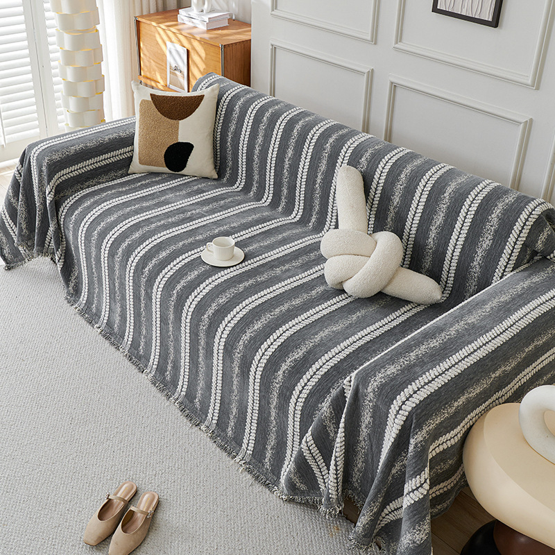 Moderna minimalistička Chenille Jacquard navlaka za trosjedni kauč – sve sezone, potpuno prekrivanje