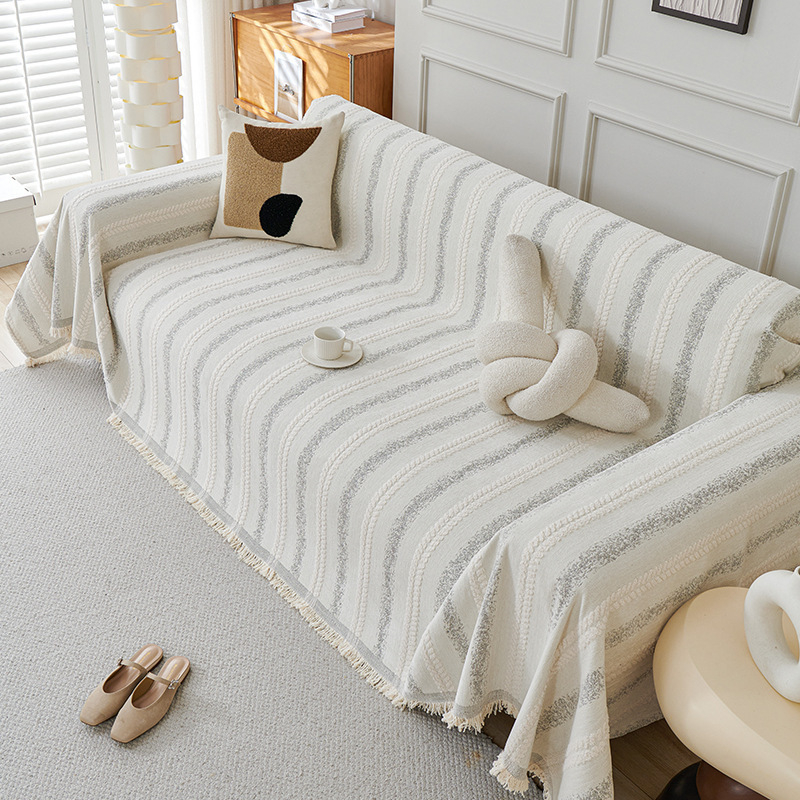 Moderna minimalistička Chenille Jacquard navlaka za trosjedni kauč – sve sezone, potpuno prekrivanje
