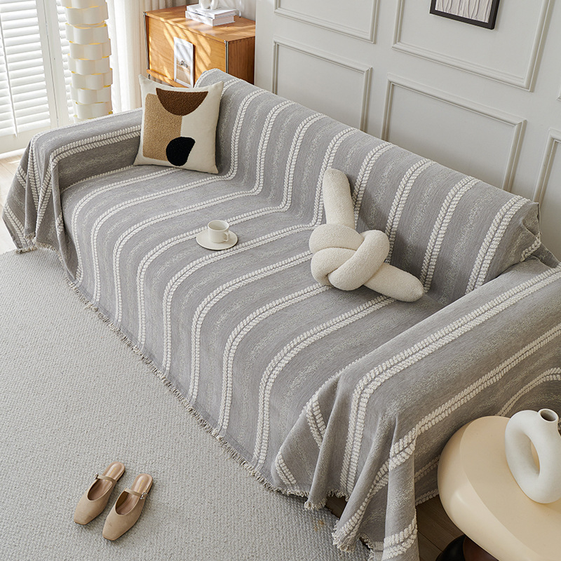 Moderna minimalistička Chenille Jacquard navlaka za trosjedni kauč – sve sezone, potpuno prekrivanje