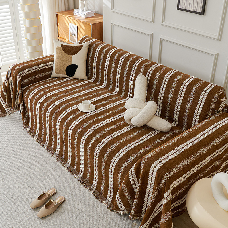 Moderna minimalistička Chenille Jacquard navlaka za trosjedni kauč – sve sezone, potpuno prekrivanje