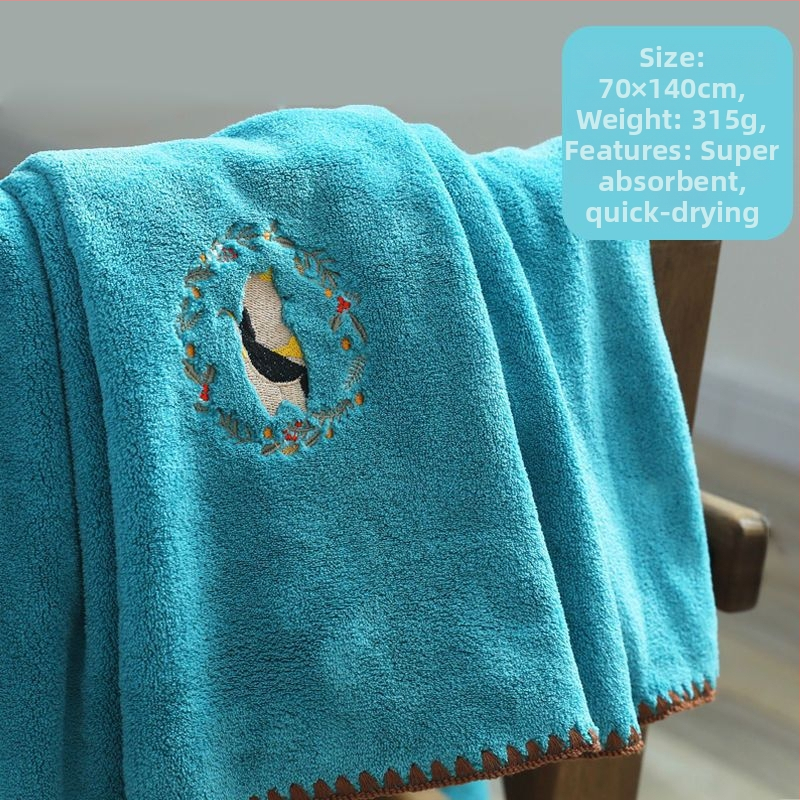 Κεντημένη microfiber πετσέτα μπάνιου και παραλίας, παχιά, υψηλή απορροφητικότητα, γρήγορο στέγνωμα, κατηγορία μητέρα-βρέφος, βάρος 200–300 g
