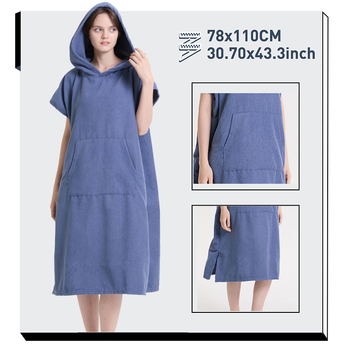 Μικροϊνές διπλής όψης fleece Poncho-ρόμπα, γρήγορο στέγνωμα, για παραλία/μπάνιο, προσαρμόσιμο, πολυεστερικό μείγμα