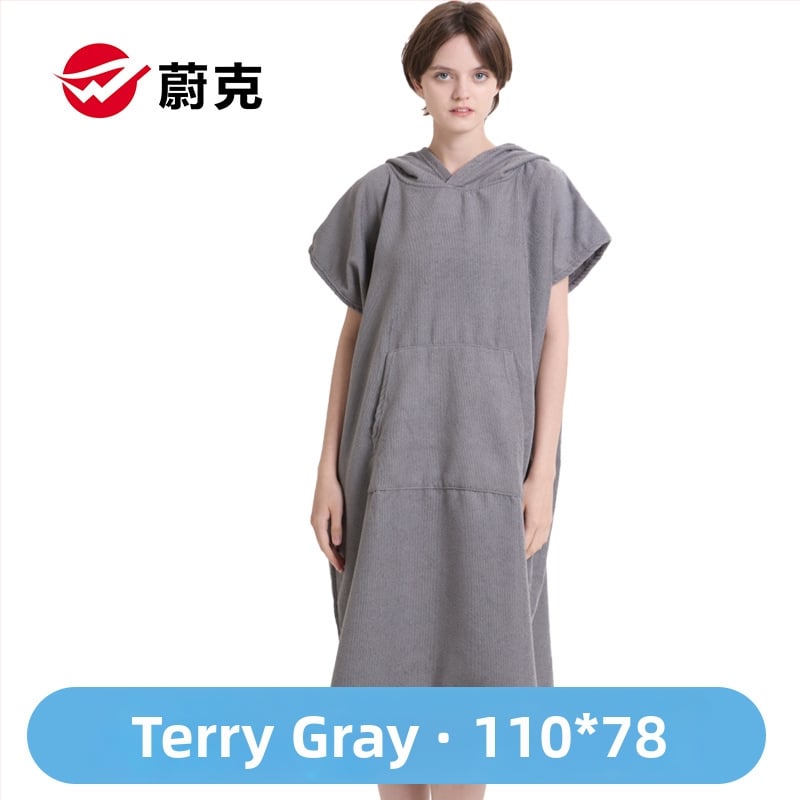 Μικροϊνές διπλής όψης fleece Poncho-ρόμπα, γρήγορο στέγνωμα, για παραλία/μπάνιο, προσαρμόσιμο, πολυεστερικό μείγμα