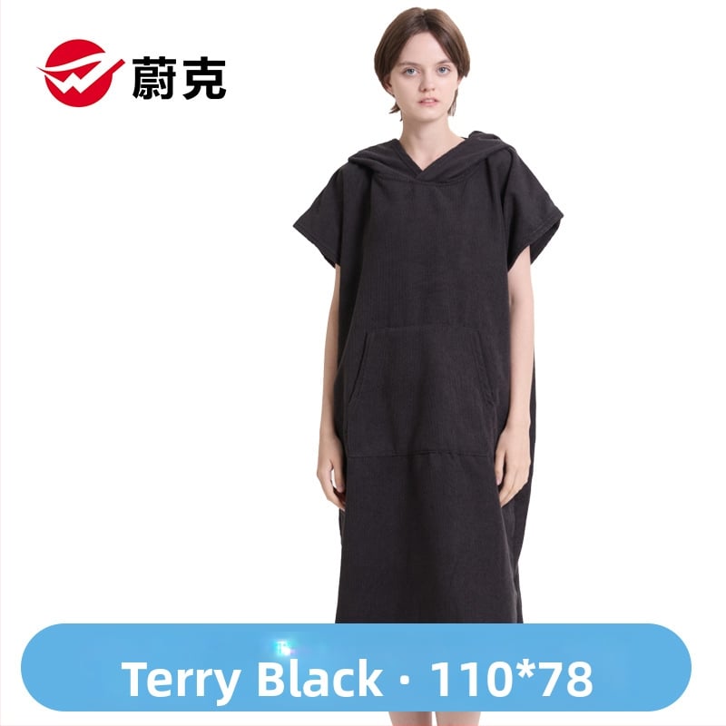 Μικροϊνές διπλής όψης fleece Poncho-ρόμπα, γρήγορο στέγνωμα, για παραλία/μπάνιο, προσαρμόσιμο, πολυεστερικό μείγμα