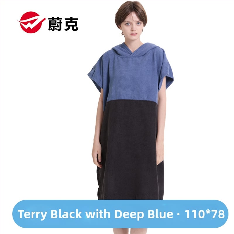 Μικροϊνές διπλής όψης fleece Poncho-ρόμπα, γρήγορο στέγνωμα, για παραλία/μπάνιο, προσαρμόσιμο, πολυεστερικό μείγμα