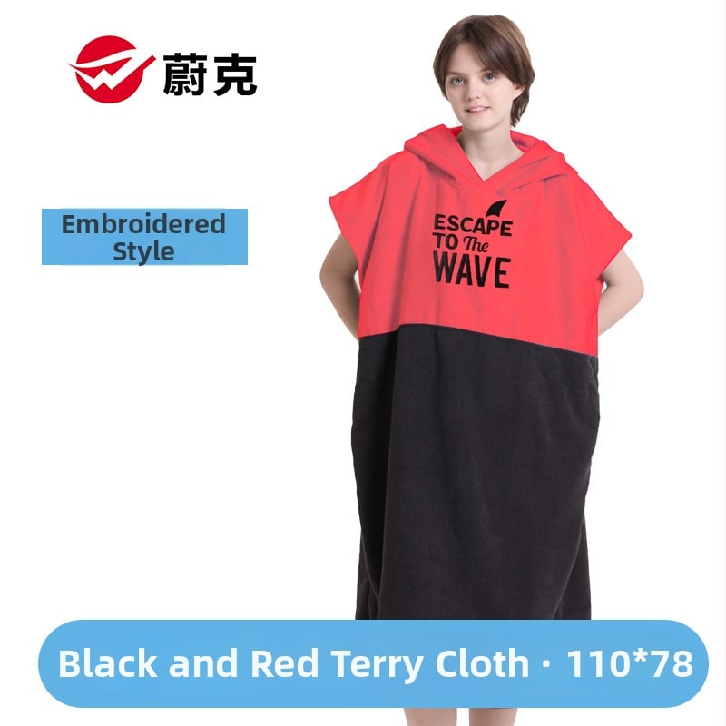 Μικροϊνές διπλής όψης fleece Poncho-ρόμπα, γρήγορο στέγνωμα, για παραλία/μπάνιο, προσαρμόσιμο, πολυεστερικό μείγμα