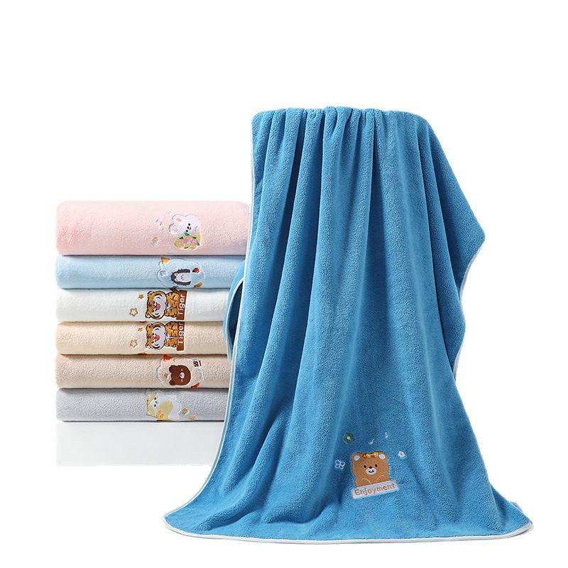 Grace Coral Fleece Πετσέτα Μπάνιου, 400–500 g, Κεντημένη, Για Μπάνιο και Παραλία