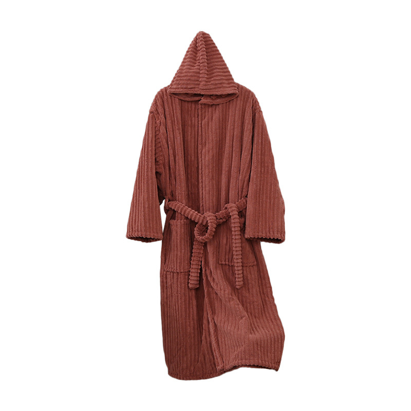 Ziemas kapucēts korallvelūra vannas halāts, universāls, mīksts un absorbējošs, 85% poliesters/15% neilons
