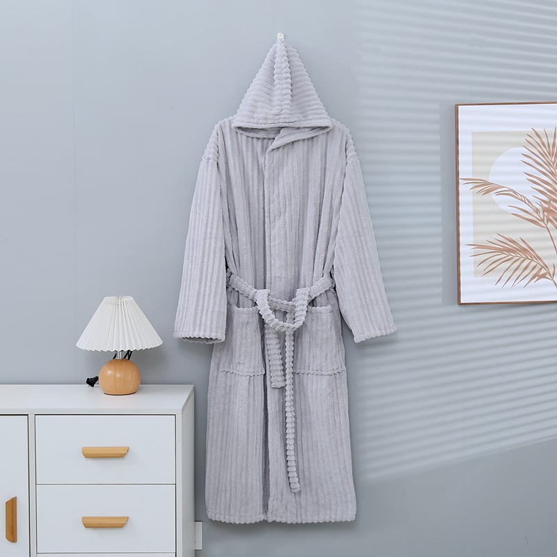 Ziemas kapucēts korallvelūra vannas halāts, universāls, mīksts un absorbējošs, 85% poliesters/15% neilons