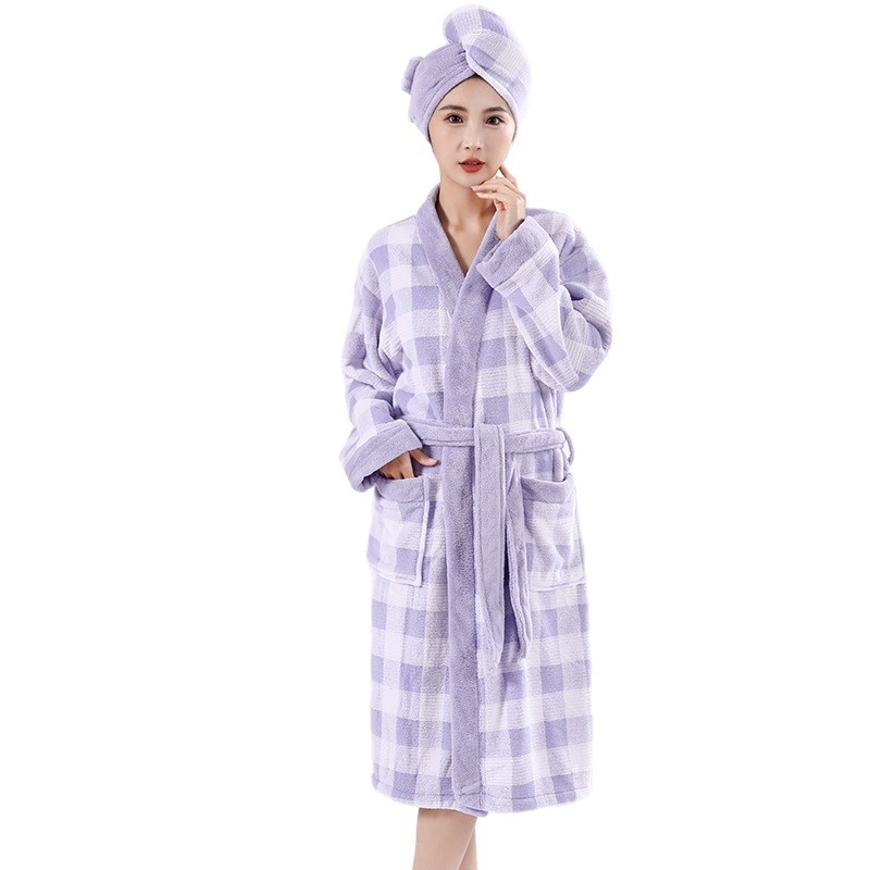 Vannas halāts ar augstu apkakli, korāla flīss, 85% poliesters / 15% neilons, 750 g, ziemai, sievietēm