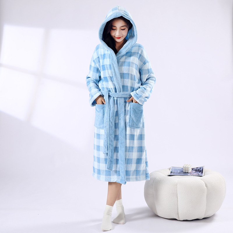 Vannas halāts ar augstu apkakli, korāla flīss, 85% poliesters / 15% neilons, 750 g, ziemai, sievietēm