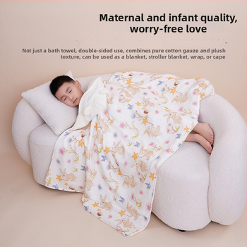 Προσαρμοσμένη πετσέτα μπάνιου για νεογέννητο με κουκούλα, απορροφητικό coral fleece με γάζα, 300–400 g, ραφή περιβλήματος, εξατομικευμένος σχεδιασμός