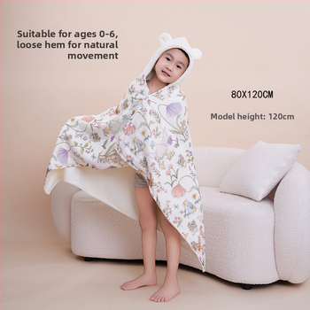 Προσαρμοσμένη πετσέτα μπάνιου για νεογέννητο με κουκούλα, απορροφητικό coral fleece με γάζα, 300–400 g, ραφή περιβλήματος, εξατομικευμένος σχεδιασμός