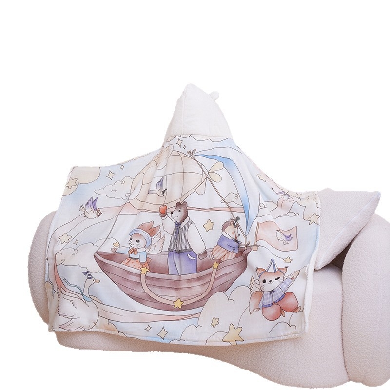 Προσαρμοσμένη πετσέτα μπάνιου για νεογέννητο με κουκούλα, απορροφητικό coral fleece με γάζα, 300–400 g, ραφή περιβλήματος, εξατομικευμένος σχεδιασμός