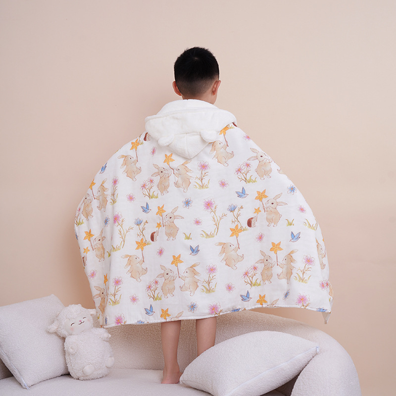 Προσαρμοσμένη πετσέτα μπάνιου για νεογέννητο με κουκούλα, απορροφητικό coral fleece με γάζα, 300–400 g, ραφή περιβλήματος, εξατομικευμένος σχεδιασμός