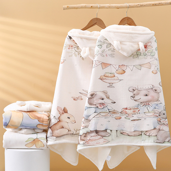 uovo Παιδικό Κουκούλι-Κουκούλα Μπάνιο Κλοκ - Coral Φλίς, 500g+, 150D Νήμα, Εκτύπωση