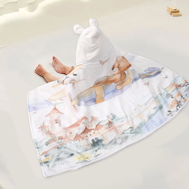 uovo Παιδικό Κουκούλι-Κουκούλα Μπάνιο Κλοκ - Coral Φλίς, 500g+, 150D Νήμα, Εκτύπωση