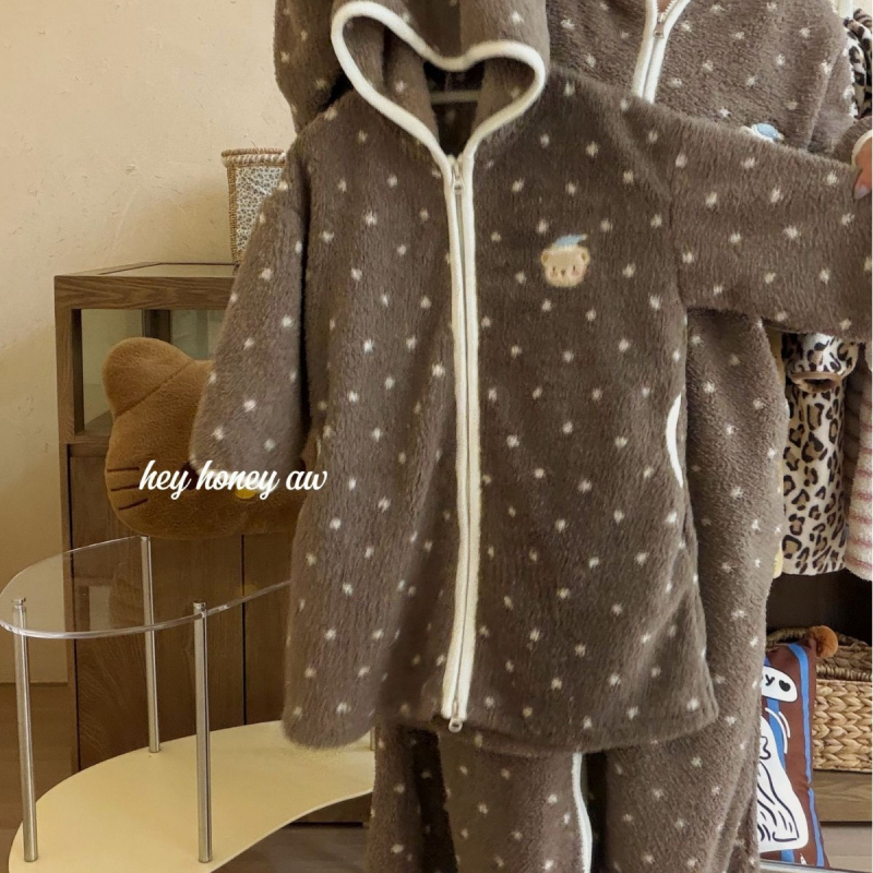 Meitenēm kapucēta halāts no korāla fliša, 100% poliesters, 3–8 gadi, brīvā laika stils, ziemas 2025