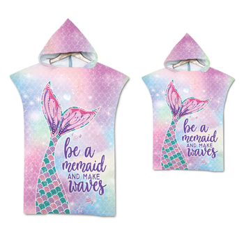 Μανδύας γοργόνας με κουκούλα για παραλία – υπερλεπτές ίνες, νήμα 150D, Jacquard ύφανση, βάρος ≤100 g