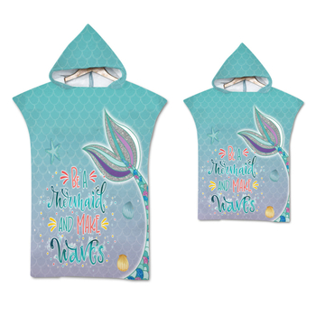 Μανδύας γοργόνας με κουκούλα για παραλία – υπερλεπτές ίνες, νήμα 150D, Jacquard ύφανση, βάρος ≤100 g