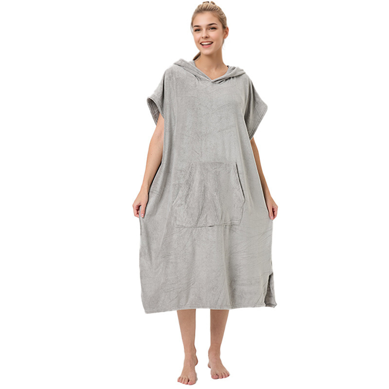 Γυναικείο μπουρνούζι με κουκούλα από μικροϊνες, στυλ κάπα, γρήγορο στέγνωμα και απορρόφηση; βάρος υφάσματος 400–500 g, 120D απλό ύφανση