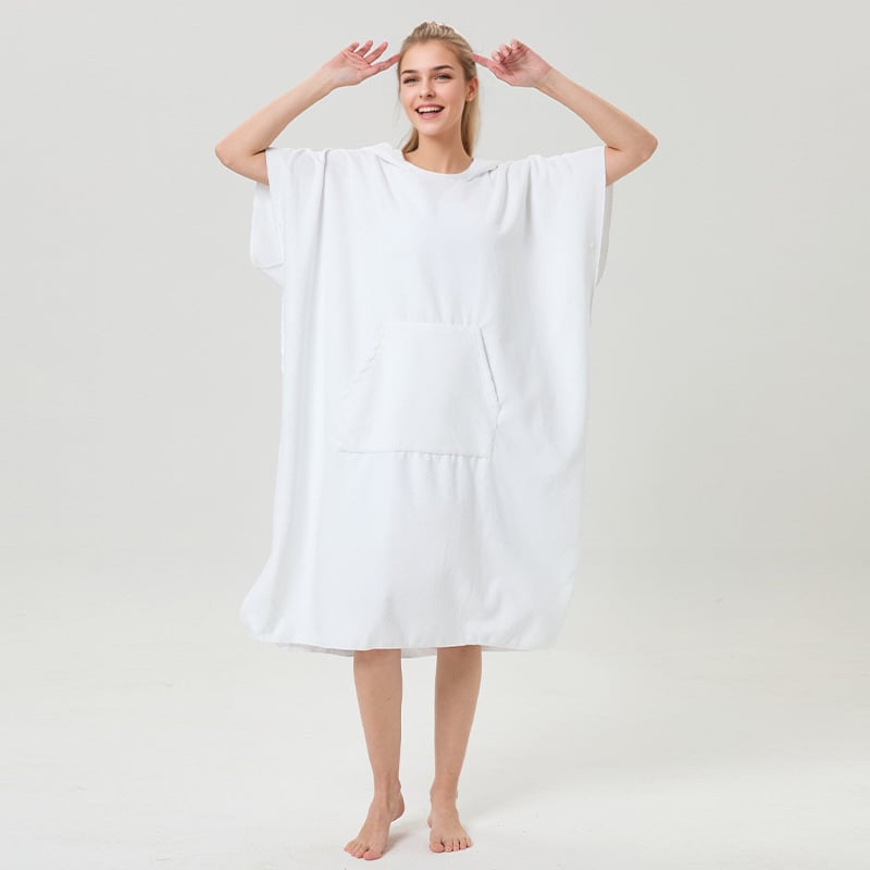 Γυναικείο μπουρνούζι με κουκούλα από μικροϊνες, στυλ κάπα, γρήγορο στέγνωμα και απορρόφηση; βάρος υφάσματος 400–500 g, 120D απλό ύφανση