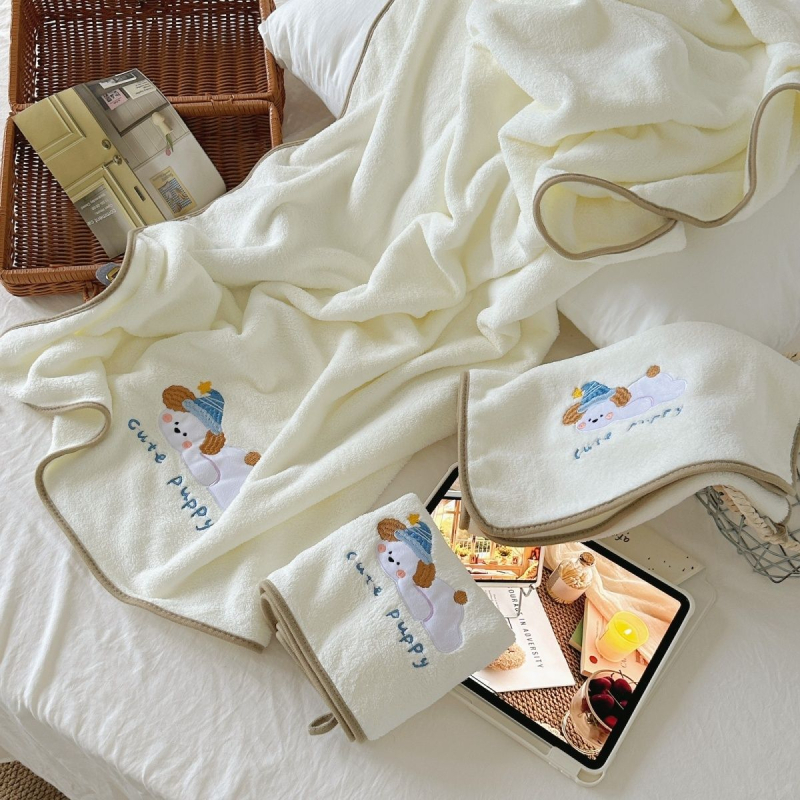 Σετ πετσέτες μπάνιου από Coral Fleece, απορροφητικό και μη αφήνει νήματα, 150D νήματα, κεντημένο φινίρισμα