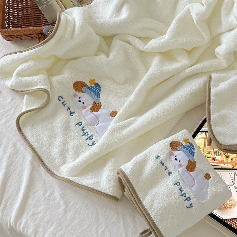 Σετ πετσέτες μπάνιου από Coral Fleece, απορροφητικό και μη αφήνει νήματα, 150D νήματα, κεντημένο φινίρισμα