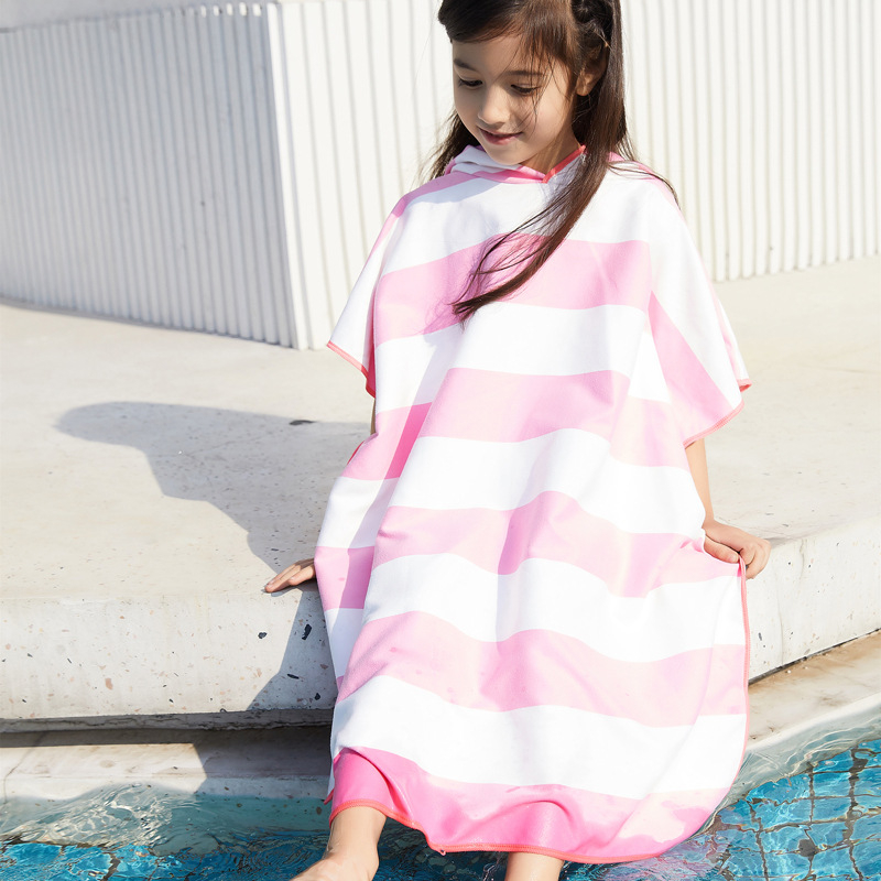 Παιδική ριγέ ρόμπα αλλαγής από υπερλεπτές ίνες microfiber, γρήγορο στέγνωμα, 245 g, 85% πολυεστέρας
