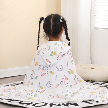 Βρεφική κουκούλα μπάνιου, τετράστρωνο σερσακούρ βαμβακερή γάζα, 150D, βάρος υφάσματος 200–300 g, επεξεργασία: ράψιμο, εκτύπωση, γάντζος
