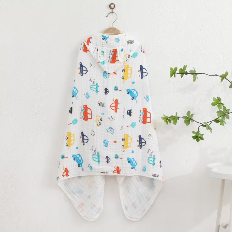 Βρεφική κουκούλα μπάνιου, τετράστρωνο σερσακούρ βαμβακερή γάζα, 150D, βάρος υφάσματος 200–300 g, επεξεργασία: ράψιμο, εκτύπωση, γάντζος