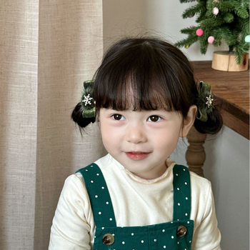 Κλιπ μαλλιών για παιδιά με χριστουγεννιάτικο φιόγκο, βαμβακερό υλικό, χειροποίητο