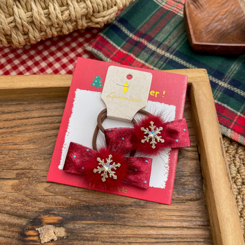 Κλιπ μαλλιών για παιδιά με χριστουγεννιάτικο φιόγκο, βαμβακερό υλικό, χειροποίητο