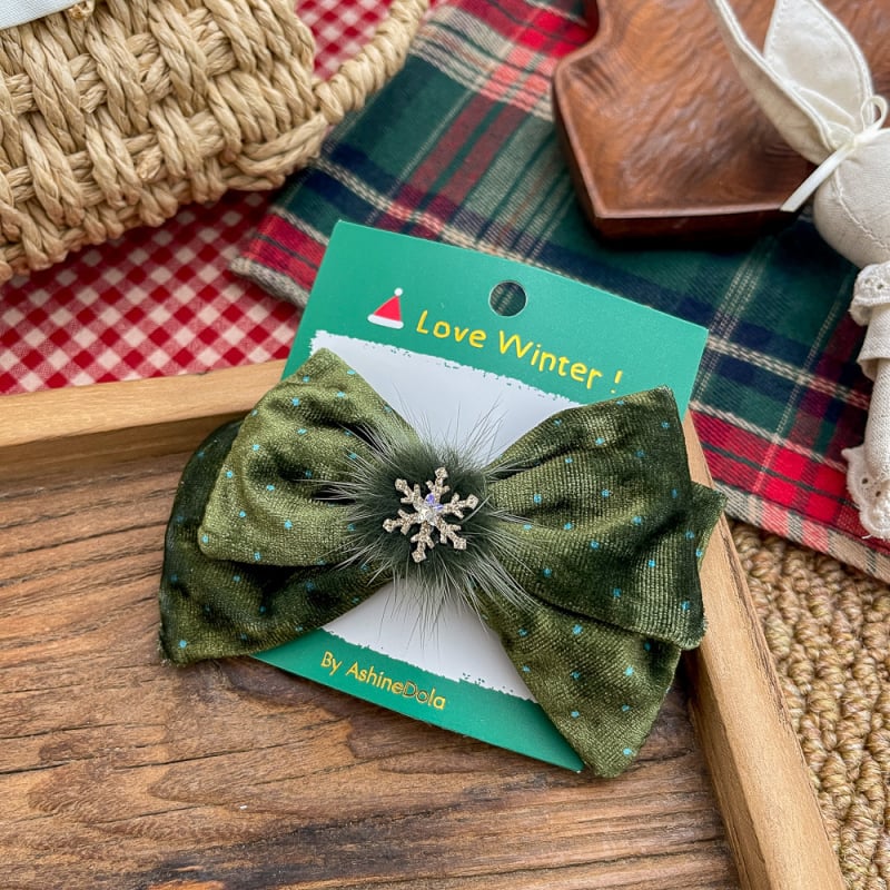 Κλιπ μαλλιών για παιδιά με χριστουγεννιάτικο φιόγκο, βαμβακερό υλικό, χειροποίητο