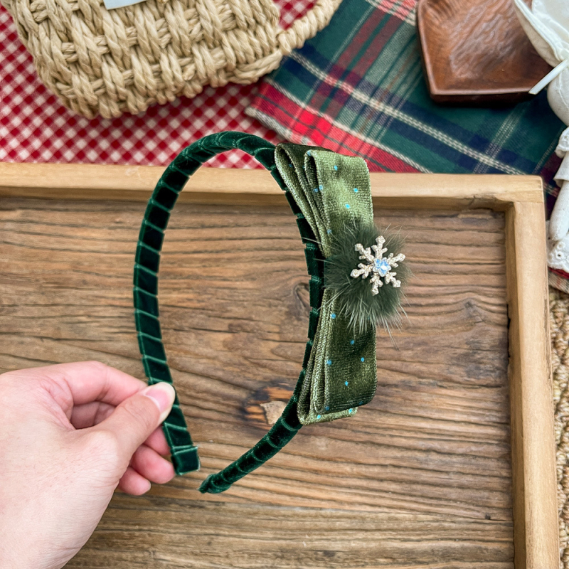Κλιπ μαλλιών για παιδιά με χριστουγεννιάτικο φιόγκο, βαμβακερό υλικό, χειροποίητο