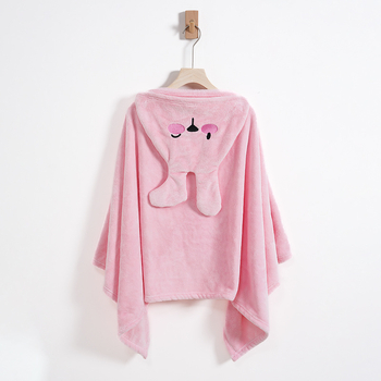 Παιδικός ρόμπα μπάνιου με κουκούλα από κοραλλοφλίς, περιτύλιγμα για μπάνιο/κολύμβηση, εκτύπωση λαγουδάκι, 300–400 g, προσαρμογή