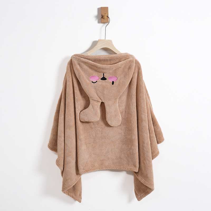 Παιδικός ρόμπα μπάνιου με κουκούλα από κοραλλοφλίς, περιτύλιγμα για μπάνιο/κολύμβηση, εκτύπωση λαγουδάκι, 300–400 g, προσαρμογή