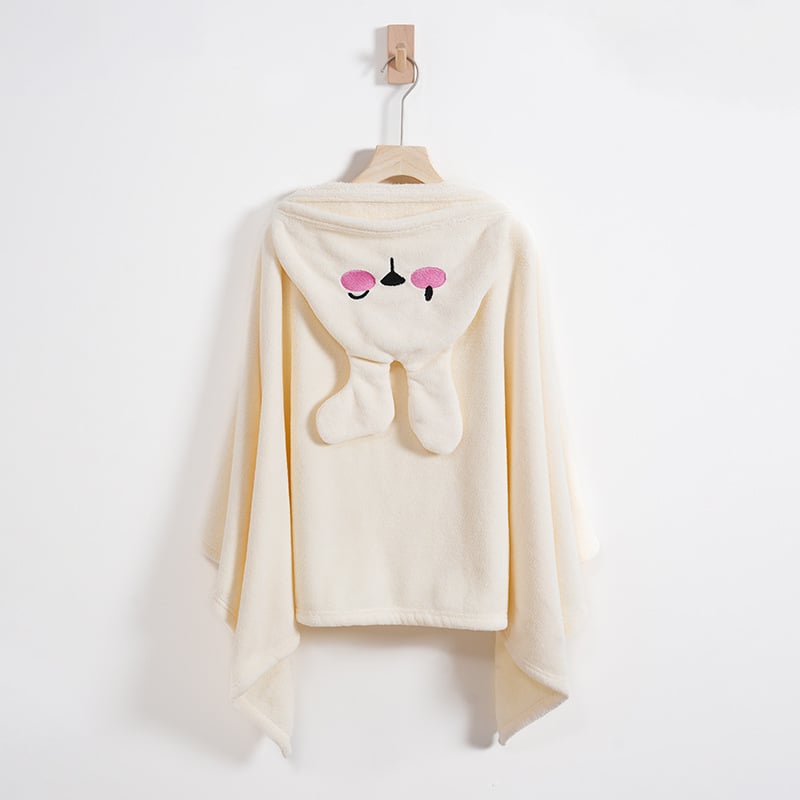 Παιδικός ρόμπα μπάνιου με κουκούλα από κοραλλοφλίς, περιτύλιγμα για μπάνιο/κολύμβηση, εκτύπωση λαγουδάκι, 300–400 g, προσαρμογή