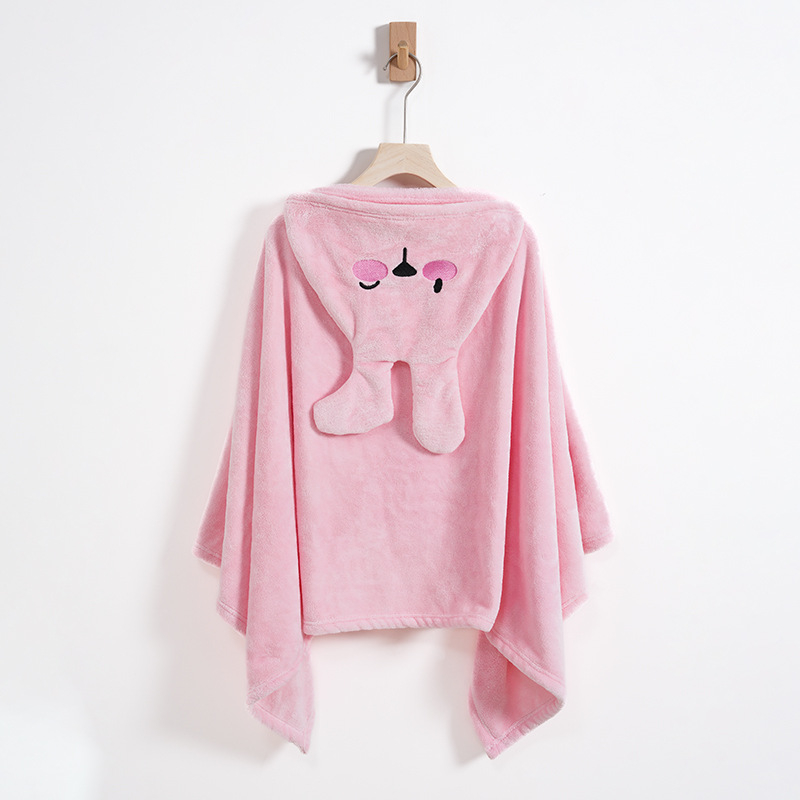 Παιδικός ρόμπα μπάνιου με κουκούλα από κοραλλοφλίς, περιτύλιγμα για μπάνιο/κολύμβηση, εκτύπωση λαγουδάκι, 300–400 g, προσαρμογή