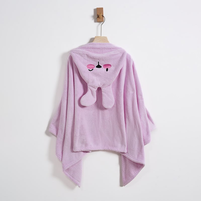 Παιδικός ρόμπα μπάνιου με κουκούλα από κοραλλοφλίς, περιτύλιγμα για μπάνιο/κολύμβηση, εκτύπωση λαγουδάκι, 300–400 g, προσαρμογή